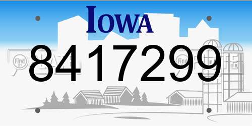 8417299 Iowa License Plate