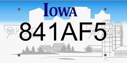841AF5 Iowa License Plate