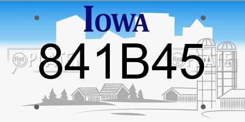 841B45 Iowa License Plate