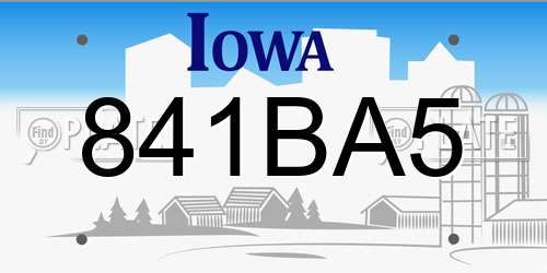 841BA5 Iowa License Plate