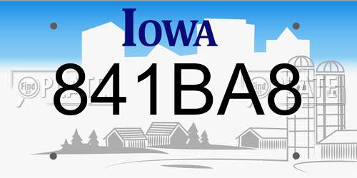 841BA8 Iowa License Plate