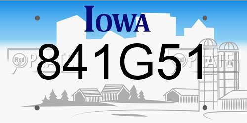 841G51 Iowa License Plate