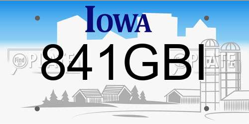 841GBI Iowa License Plate