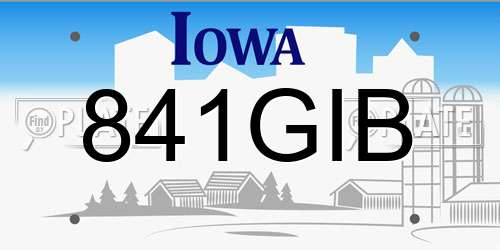 841GIB Iowa License Plate