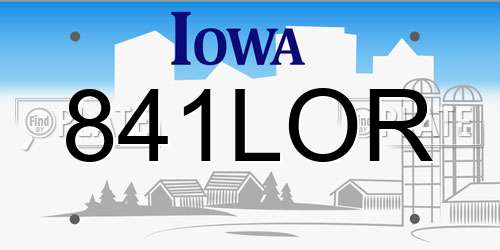 841LOR Iowa License Plate