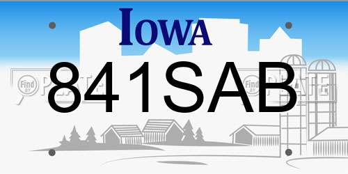 841SAB Iowa License Plate