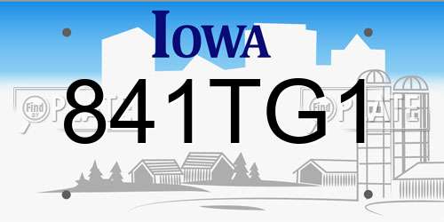 841TG1 Iowa License Plate