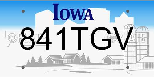 841TGV Iowa License Plate