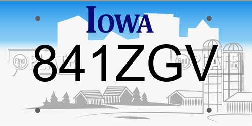 841ZGV Iowa License Plate