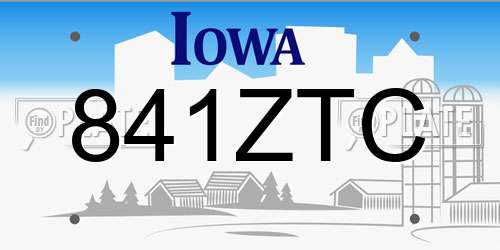 841ZTC Iowa License Plate