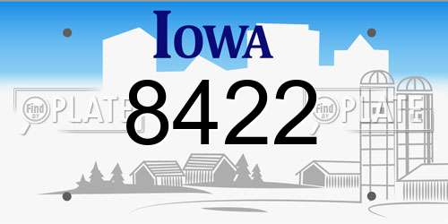 8422 Iowa License Plate