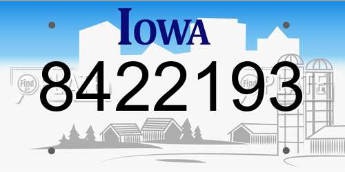 8422193 Iowa License Plate