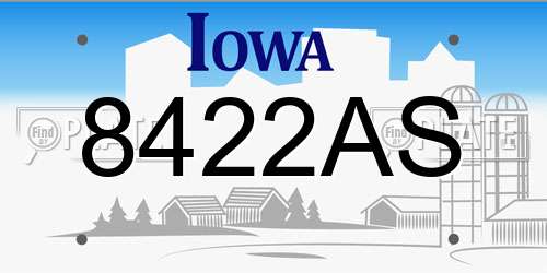 8422AS Iowa License Plate