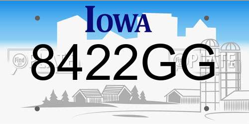 8422GG Iowa License Plate