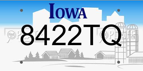 8422TQ Iowa License Plate