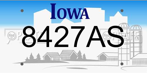 8427AS Iowa License Plate
