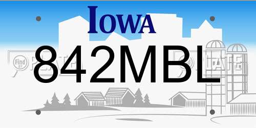 842MBL Iowa License Plate