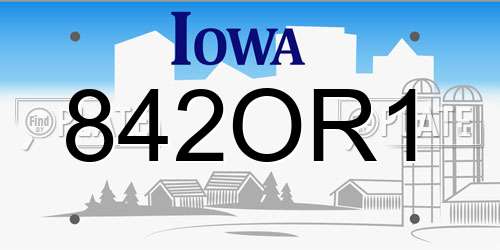 842OR1 Iowa License Plate