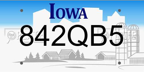 842QB5 Iowa License Plate