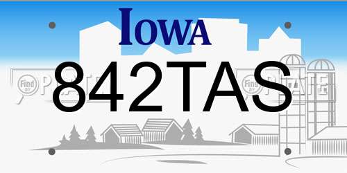 842TAS Iowa License Plate