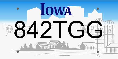 842TGG Iowa License Plate