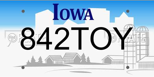 842TOY Iowa License Plate