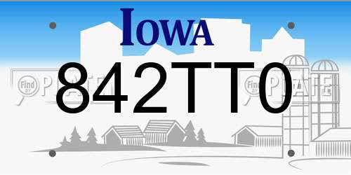 842TT0 Iowa License Plate
