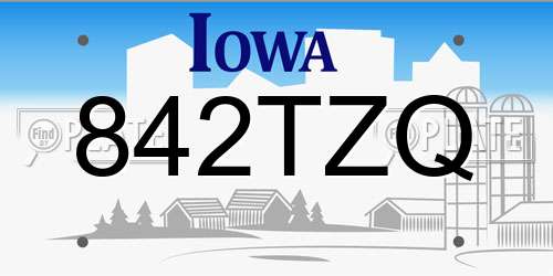 842TZQ Iowa License Plate