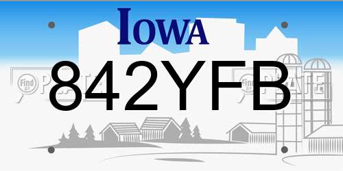 842YFB Iowa License Plate