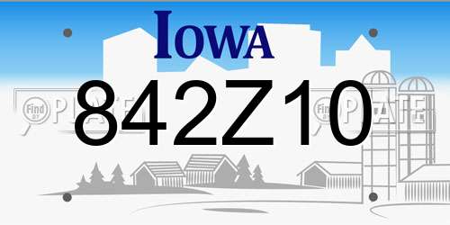 842Z10 Iowa License Plate