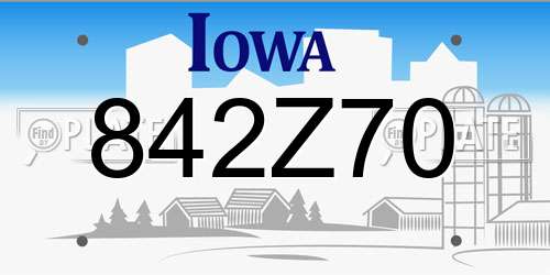842Z70 Iowa License Plate