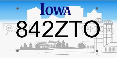 842ZTO Iowa License Plate
