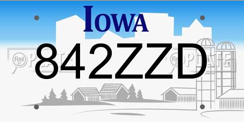 842ZZD Iowa License Plate