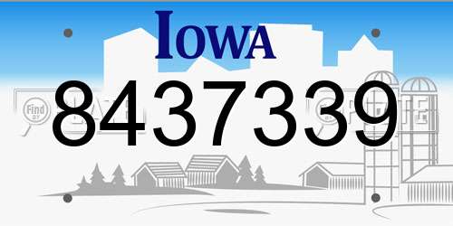 8437339 Iowa License Plate
