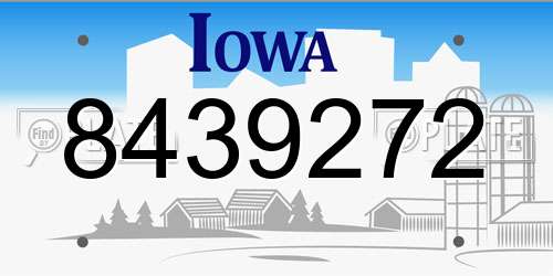 8439272 Iowa License Plate