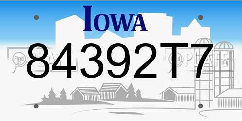 84392T7 Iowa License Plate