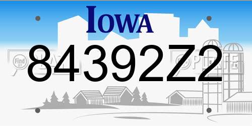 84392Z2 Iowa License Plate
