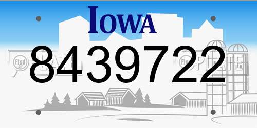 8439722 Iowa License Plate