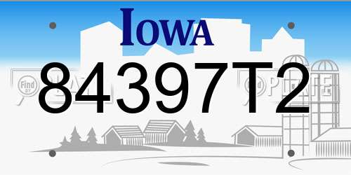 84397T2 Iowa License Plate