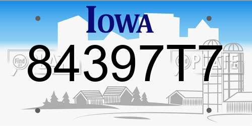 84397T7 Iowa License Plate