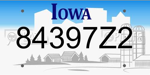 84397Z2 Iowa License Plate