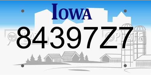84397Z7 Iowa License Plate