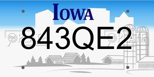 843QE2 Iowa License Plate
