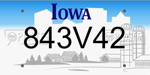 843V42 Iowa License Plate