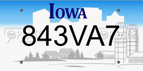 843VA7 Iowa License Plate