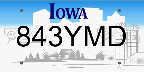 843YMD Iowa License Plate