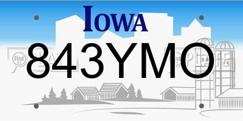 843YMO Iowa License Plate