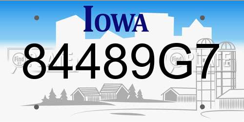 84489G7 Iowa License Plate