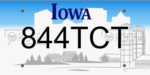 844TCT Iowa License Plate