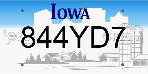 844YD7 Iowa License Plate